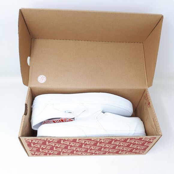 Vans Asher Canvas All White Slip-On Classic Skate Shoe Sneaker Womens Size 9.5 - Picture 12 of 12